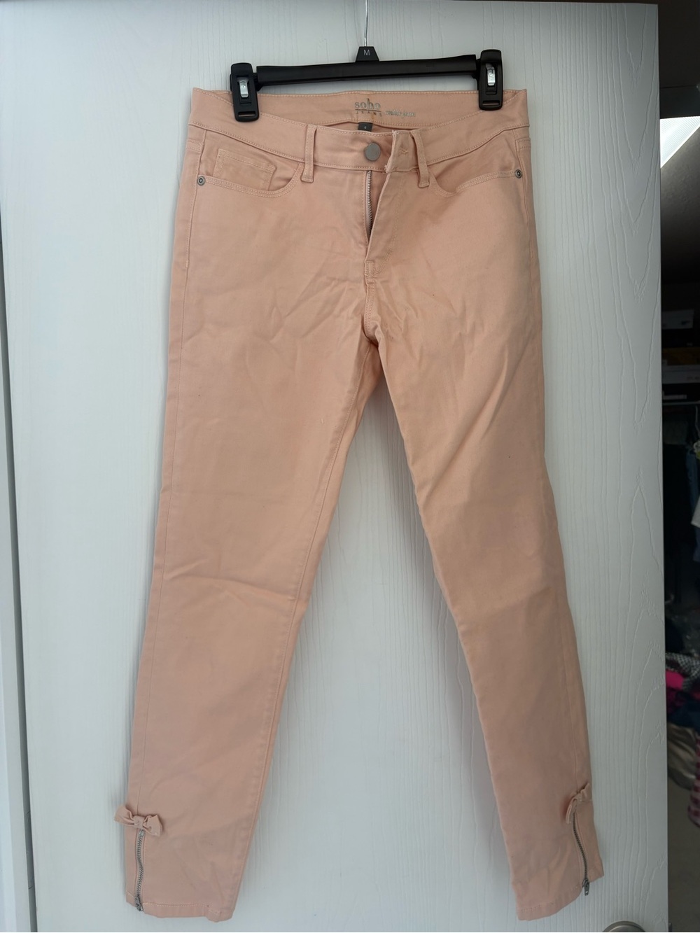 Soft Surroundings Peach Skinny Jeans with Ankle Zips